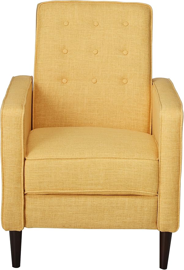 CHRISTOPHER KNIGHT HOME Mason Mid-Century Modern Tuft Back Recliner (Qty of 1 Fabric/Muted Yellow).