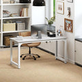 NSdirect Large Office Desk for Home Office Large 63” Computer Desk Table Wide Writing Study Desk for 2 Person Metal Sturdy Frame Thicker Steel LegsWarm White