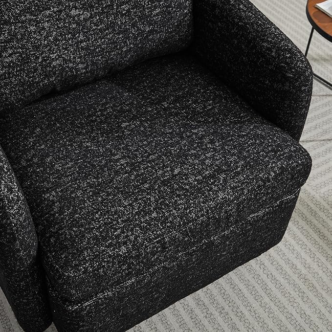 Moden Swivel Accent Chair 360 Degree Round Swivel Barrel Chair with Pillow Upholstered Comfy Barrel Armchair Single Club Sofa Chair for Living Room Bedroom Reading Room (Black)