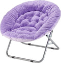 Urban Shop Oversized Rabbit Faux Fur Saucer Chair Purple/Silver 36.2D x 32.3W x 31.9H in