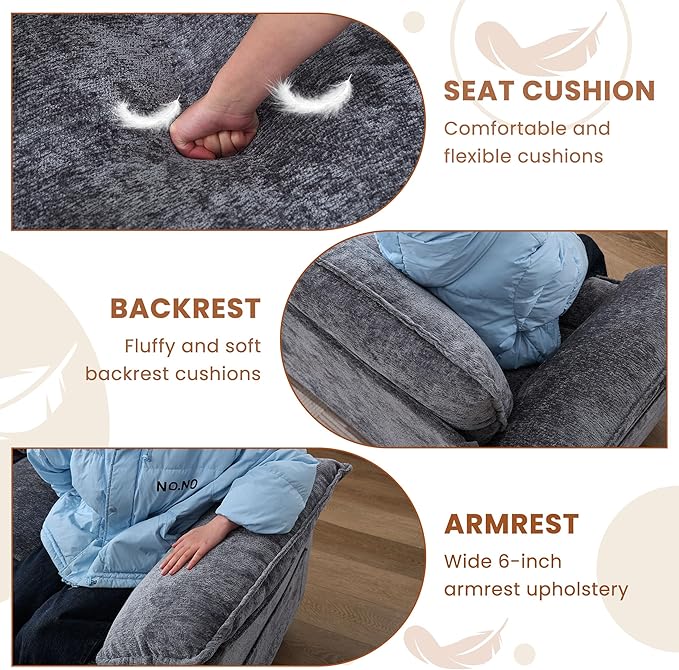 83 Loveseat SofaCloud Couch for Living RoomComfy Love Seat with Double Cushion2 PillowsRemovable Cover for Bedroom Apartment and Office