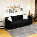 83 Black Velvet Couch Modern Sofas for Living Room Velvet Sofa 3 Seater Solid Wood Frame with Gold Metal Legs and Two Pillows Comfy Black Gold Sofa