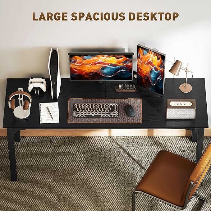 HOMCOM Modern Simple Large Computer Desk 71 Long Home Office Desk for Two Person Multi-Purpose Computer Table for Home Office Study Black