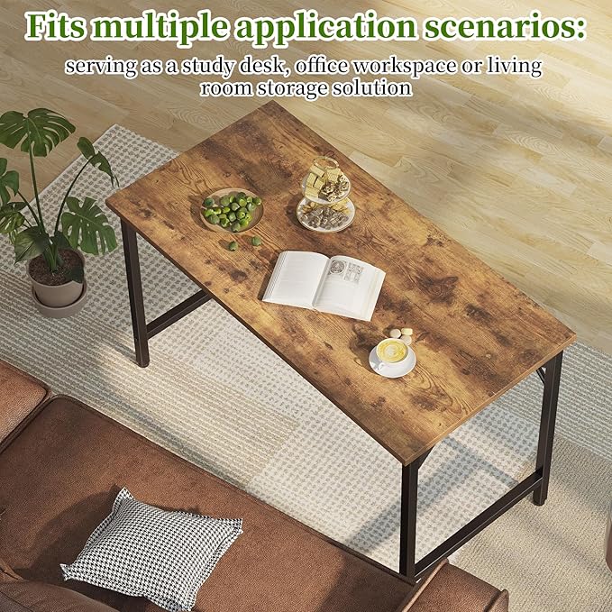 Grandder 32 inch Computer Desk Small Home Office Desk Study Writing Kid Table for Small Spaces Simple PC Work Desk Adjustable Feet Rustic Brown