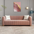 Modern Pink Velvet Couch for Living Room 83.46 Curved Sofa with Gold Metal Sphere Legs 3 Seater Upholstered Cute Couch (Pink)
