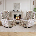 Floral Accent Swivel Rocker Recliner Wingback Recliner Chair with Padded Seat High Back Upholstered Armchair for Living Room Bedroom Home Ofiice (Bird Floral x 2)