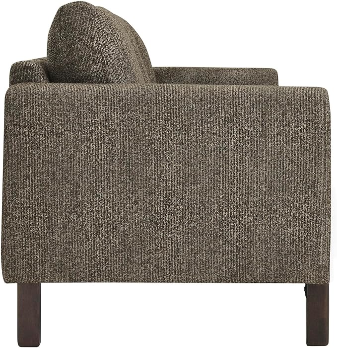Modway Hawken 75 Inch Mid-Century Modern Boucle Sofa in Antique Espresso with Wood Legs – Comfortable 3-Seater Couch for Living Room Apartment or Office Lounge