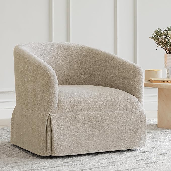 Swivel Accent Chair 360 Degree Performance Fabric Armchair Modern Barrel Chairs Armchair for Living Room Bedroom Home and OfficeTaupe