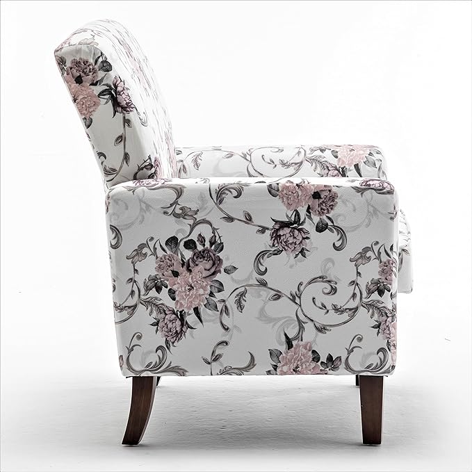 Contemporary Accent Arm Chair with Birch Wood Frame and Velvet Upholstery Armchair for Office and Living Room Decor Removable Cushions 06 Printed Fabric