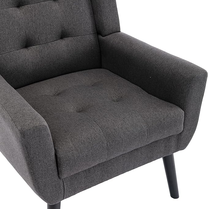 Modern Velvet Accent Chair/Living Room Chair/Arm Chair/Lounge Chair with Solid Wood LegsSuitable for Clubs Living Rooms Offices Balconies (Dark Gray)