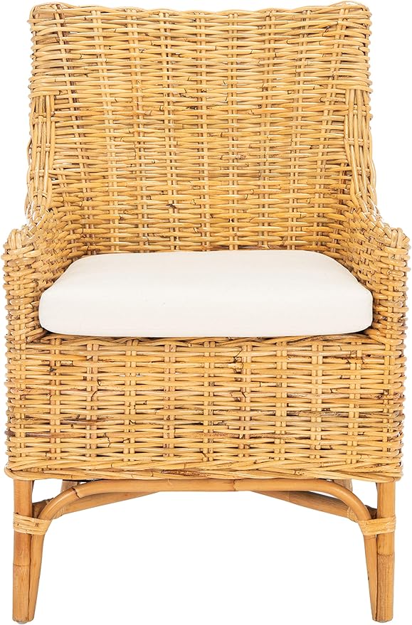 Safavieh Home Collection Cristen Rattan Cushion Accent Chair Natural/White (ACH6513B)