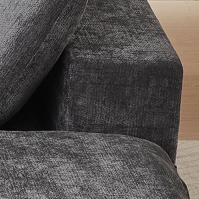 KEIKI 108 U-Shaped Oversized Chenille Modular Sectional Sofa with 2 Ottoman &amp High-Density Foam Cushion &amp Pillows Upholstered Modern Cloud 3-Seater Couch Easy Assembly for Living Room Dar