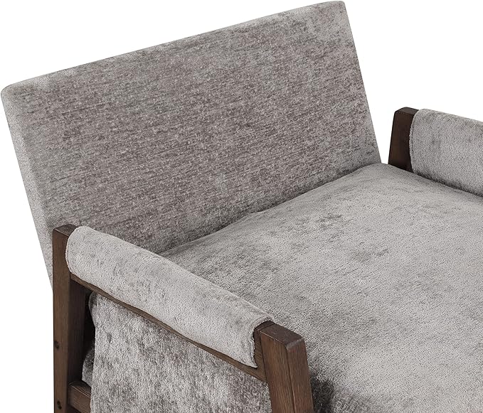 Modern Velvet Accent ChairMid-Century Leisure Chair with Solid Wood and Thick Seat Cushion Living Room Chair for Bedroom Studio Balcony or Club (Grey/Velvet)