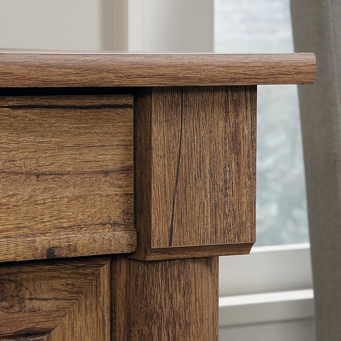 Sauder Palladia Computer Desk with Drawers Home Office Desk with File Cabinet Storage Drawer Cable Management Keyboard Tray in Vintage Oak finish