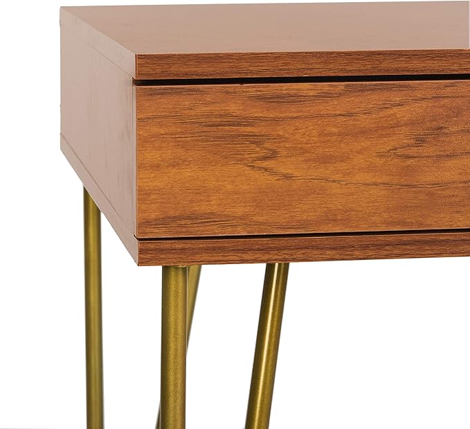 Safavieh Home Office Pine Modern Natural and Gold 2-drawer Desk