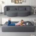 78 Teddy Folding Floor Sofa Couch BedConvertible Folding Sofa Bed Full Size Love Seat Sleeper Bed Floor Sofa Bed with 2 Pillows for Living Room Apartment Office (Grey)