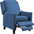 AVAWING Push Back Recliner Chair Wing Back Chairs with Arms Mid-Century Vintage Accent Chair for Living Room Polyester Blue