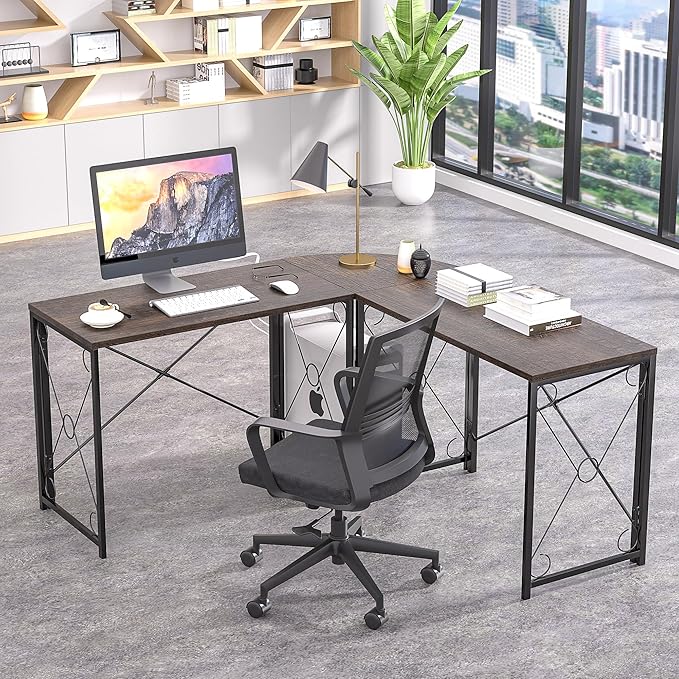 VECELO 39.4 Folding Computer Desk Simple Laptop Table Home Office Workstation for Reading Writing No Assembly Needed Small SpaceOak Gray（2pack）