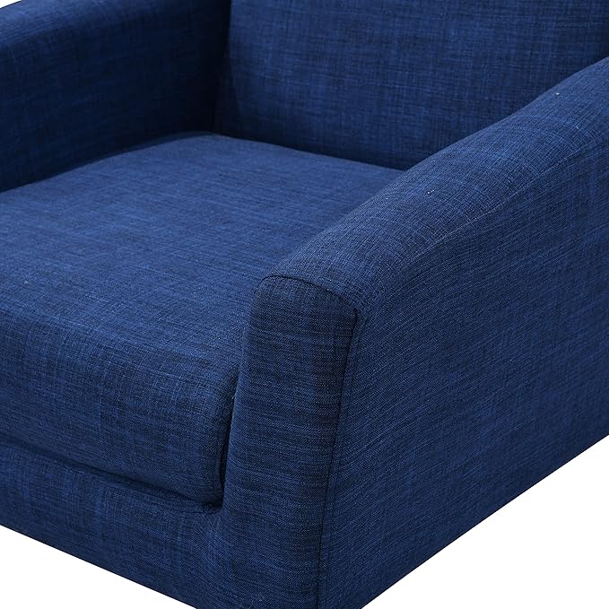 Mid Century Modern Upholstered Fabric Accent Chair Living Room Bedroom Leisure Single Sofa Chairwith Metal Legs TV armrest seat Suitable for Small Space Home Office Coffee ChairDark Blue