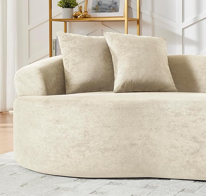 DEINPPA Oversized Modular Couch with 4 Pillows 4-Seater Curved Cloud Sofa Chenille Upholstered Comfy Couch for Living Room Apartment Office No Assembly Needed-Beige