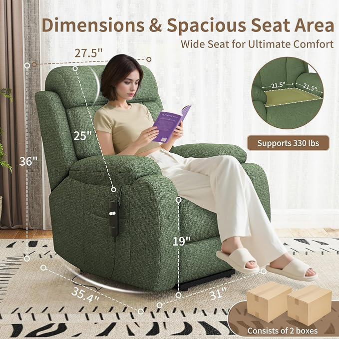 Power Lift Recliner Chair for Elderly with Remote Control - Heavy Duty 330 lbs Snowflake Velvet Fabric Compact Electric Lift Chair for Seniors Small Spaces Living Room Bedroom
