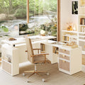 63 Standing Desk with File Cabinet Privacy Panel AC/USB 1.18 Desktop Executive L Shaped Height Adjustable Desk Electric Stand Up Table with 3 Drawers White Rattan