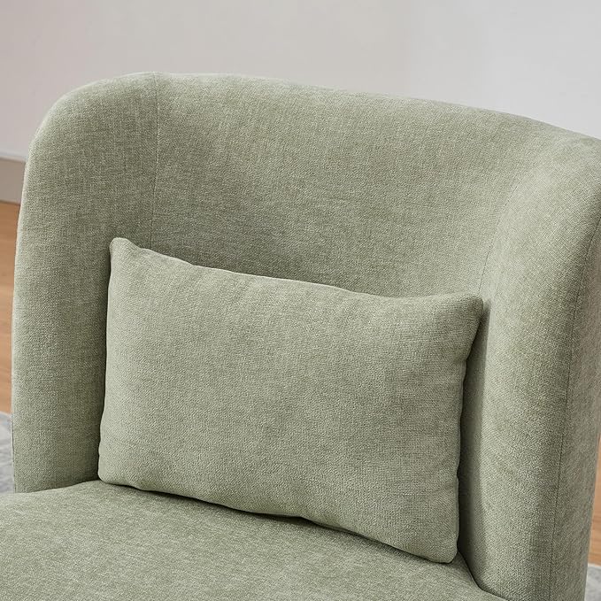 Swivel Accent Chair Mid Century Modern Square Swivel Barrel Chair 360 Degree Upholstered Living Room Accent ChairComfy Armless Barrel Chairs for Nursery Bedroom Chenille Pale Green