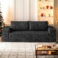 63 Small Cloud Loveseat Sofa in a Box Comfy Corduroy 2-Seater Boneless Couch Modern Deep Seat Sofa for Small Spaces Living Room &amp Apartment No Assembly Required (Black 63 inch) | Memory Foam