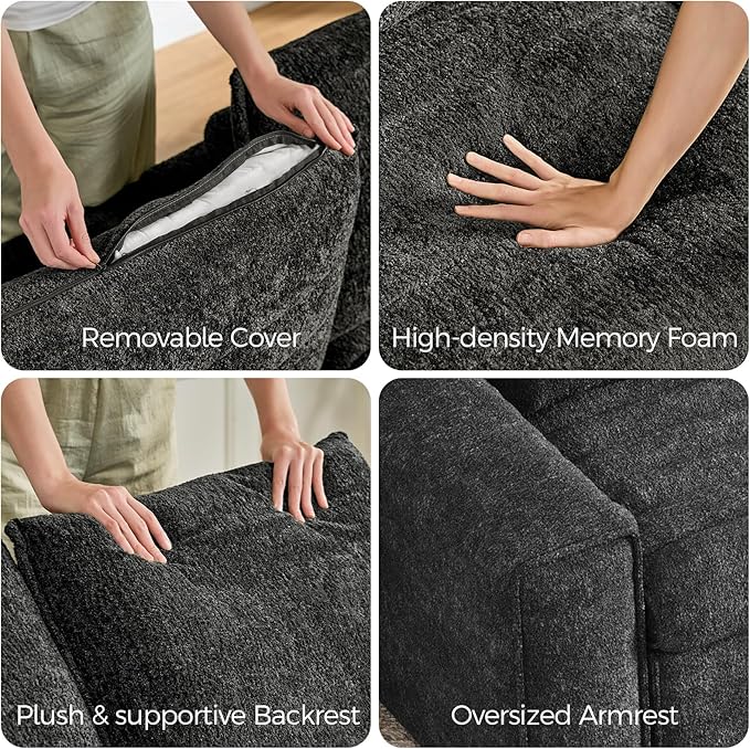 77 Cloud Loveseat Sofa Deep Seat Couch with Pillows Modern Comfortable Upholstery Boneless Sofa 1 piece for Living Room Bedroom Apartment Removable CoverNo Assembly Required Dark Gray