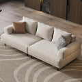 Cream Fabric Sectional Sofa – Contemporary Upholstered Couch with Metal Legs for Living Room (82.67inch-3Seats)