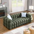 Comfy Marshmallow Loveseat Sofa3 Seater Boucle Cloud Couch with 2 Pillows Upholstered Love Seat with Throw Pillows Modern Living Sofa or Office Waiting Room (Olive Green Boucle)
