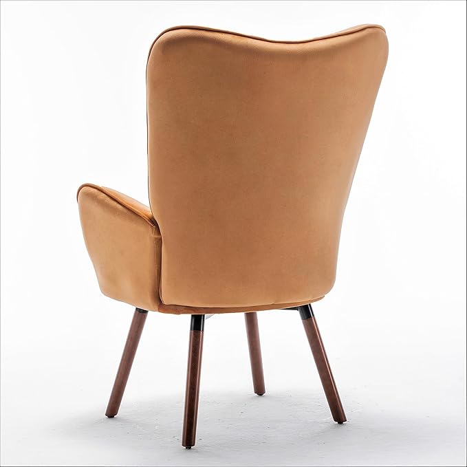 Chic Accent Arm Chairs for Living Room Bedroom or Home Office Button-Tufted Midcentury Armchair with Wingback Design and Splayed Legs Mustard Yellow