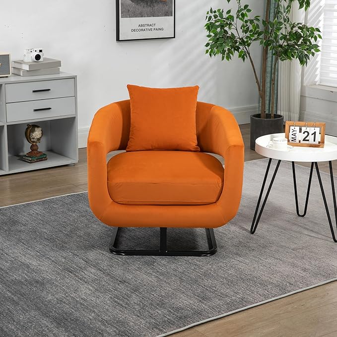 House Hold Upholstered Tufted Living Room Chair Textured Velvet Fabric Accent Chair with Metal Stand