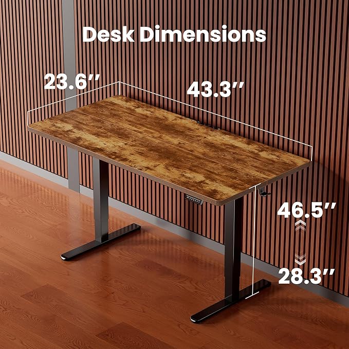 ErGear Height Adjustable Electric Standing Desk 44 x 24 Inches Sit Stand up Desk Memory Computer Home Office Desk Vintage Brown