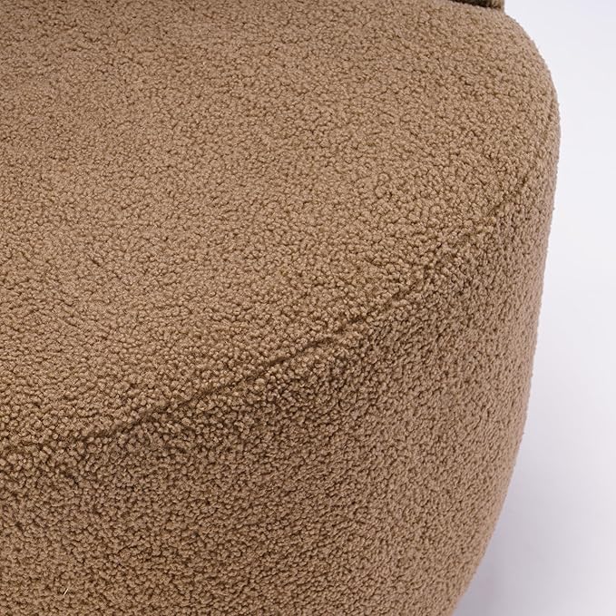 Swivel Barrel Accent Chair Modern Teddy Upholstered 360° Swivel Chair Leisure Chair Single Sofa for Adults Teens for Living Room Hotel Bedroom Office Coffee Shop (Coffee + Upholstered + Foam)