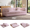 5-in-1 Folding Convertible Sofa Bed Loveseat Sleeper with Pull-Out Bed Floor Sofa Modular Futon Couch 79 Oversized Corduroy Upholstered Boneless Couch for Living Room Bedroom Lounge Pink-A