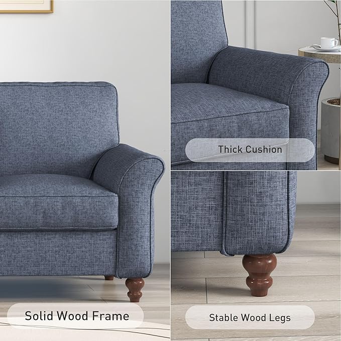 Bonzy Home 57 Loveseat Sofa 2 Seater Comfy Love Seat Sofa for Living Room Apartment Office Blue