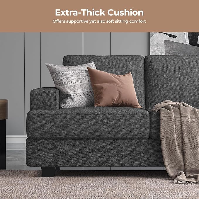 89 Inch Sofa with Extra Deep Seats Oversize 3 Seater Sofa for Living RoomModern Couch and Sofa Comfy Armrests and Seats and Backrests Easy Installation Grey