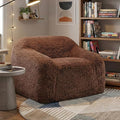 Furniture of America Fexon Modern Upholstered 1-Seater Foam Sofa Chair with Curved Arm Compressed Couch in a Box No Assembly Required for Living Room Home Theater and Office Cedar Brown