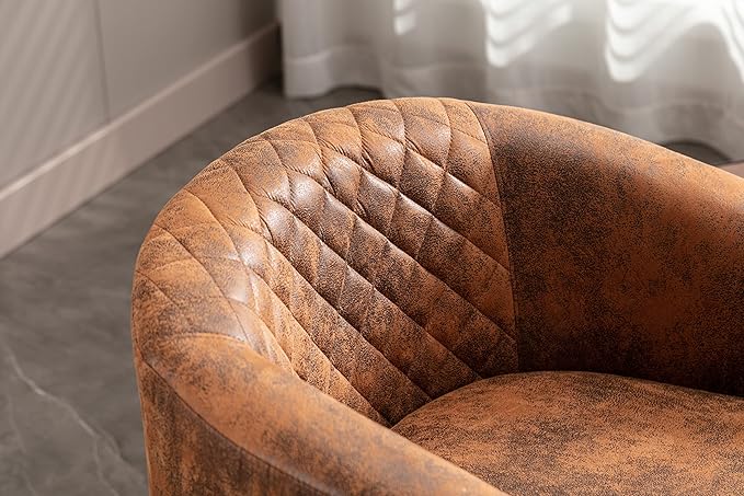Accent Chair with Ottoman Mid Century Modern Barrel Chair Upholstered Club Tub Round Arms Chair for Living Room