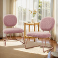 Art Leon Accent Chairs Set of 2- Fabric Upholstered Armless Slipper Chairs Living Room Side Chairs with Metal Legs for Lounge Bedroom Office Pink