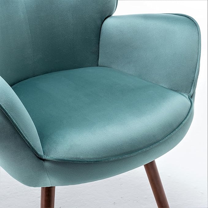 Chic Accent Arm Chairs for Living Room Bedroom or Home Office Button-Tufted Midcentury Armchair with Wingback Design and Splayed Legs Teal