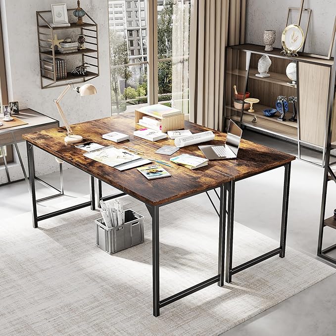 OLIXIS 63 Inch Computer Office Desk for Small Spaces Writing Gaming Work Desk Modern Study Table with Storage Bag &amp Headphone Hook Home Bedroom Rustic Brown