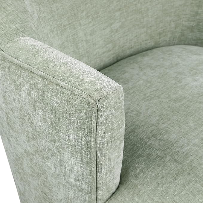Meridian Furniture 449Mint Clarita Collection Modern | Contemporary Swivel Accent Chair with Soft Mint Chenille Fabric Natural Wood Finish Base 26.5 W x 30.5 D x 31 H Mint
