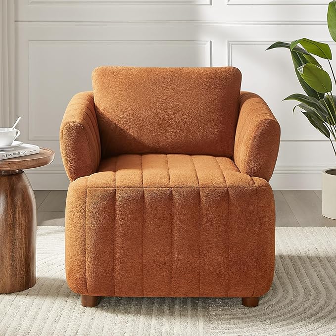 Oversized Accent Chairs Set of 2 Comfy Boucle Living Room Chairs with Deep Seat &amp High Pillow Backrest Sherpa Upholstered Armchair Reading Chair Modern Single Sofa Chair for Living Room &amp B