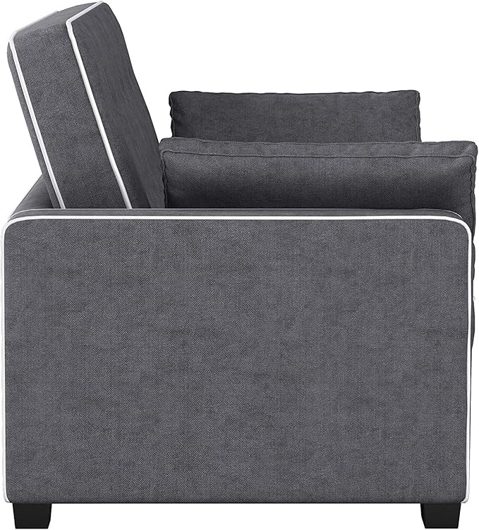 Serta Ainsley 66.5 Convertible Sleeper Loveseat Full Size Dreamcoil Comfort Soft Woven Fabric Charcoal