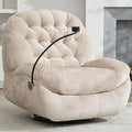 Oversized Swivel Rocker Recliner ChairSwivel Rocking Sofa Large Recliner Glider Chair with Phone Holder Chenille Fabric (Beige)