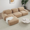 117 Boneless Couch L-Shaped Modular Sectional Sofa for Living Room Compressed Sofa with Deep Seat Corduroy Cloud Couch with Ottoman No Assembly Needed