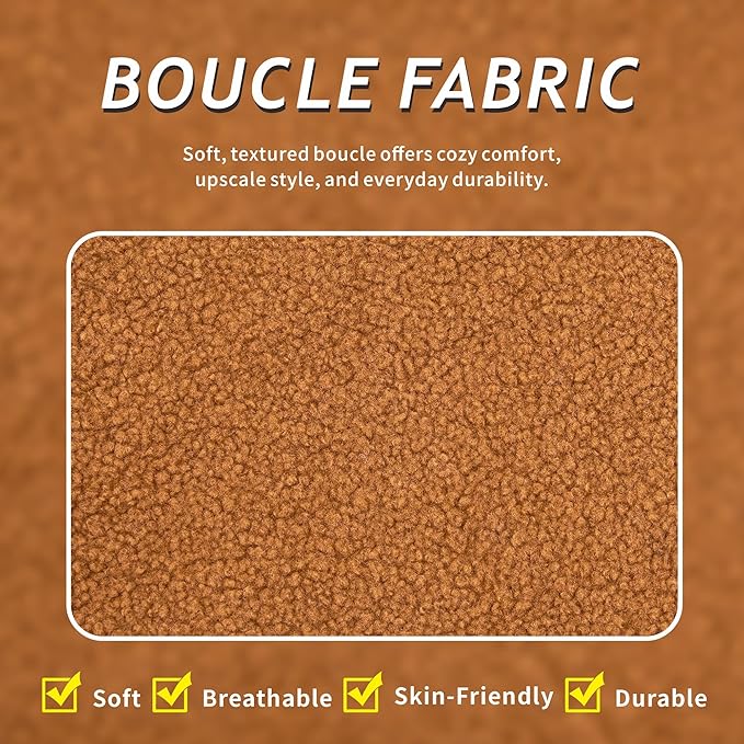 59'' Loveseat Sofa Modern Sherpa Boucle 2-Seater Sofa with Golden Legs Comfy Upholstered Shell Accent Couch for Store Living Room Studio Office (Caramel).