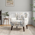 Accent Chair Modern Linen Blend Arm Chair for Living Room Bedroom Comfy High-Resilient Sponge Reading Chair for Small Spaces (Pattern Leaf Set of 1)